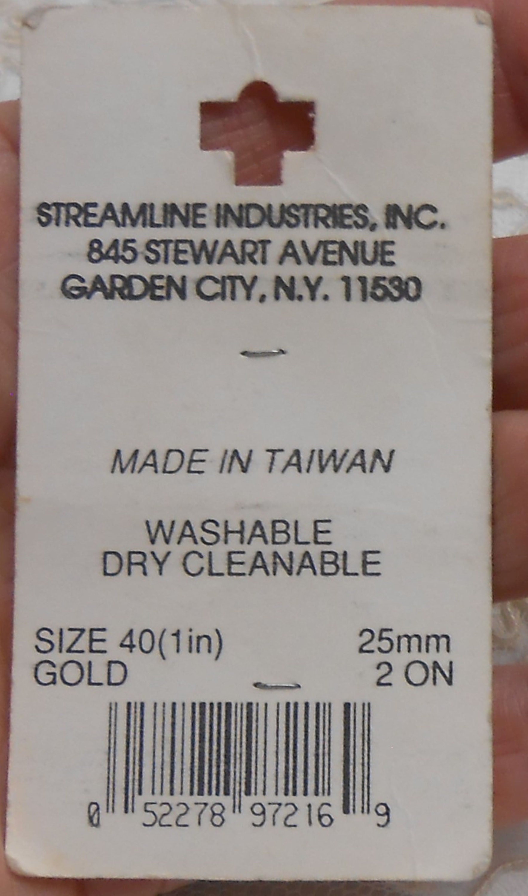 Stream Line Gold Buttons Streamline COUTURE Gold Buttons on Original Card, Made in Taiwan, 1