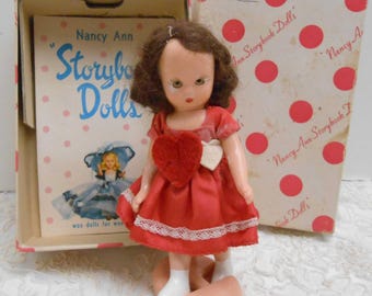 Vintage Nancy Ann Story Book Doll "VALENTINE SWEETHEART"  W/ Box & Stand