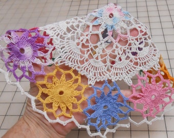 Multi-Color Flowers Doily - 11" Round