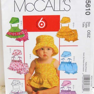 McCall&#39;s Infants Tops, Dress, Panties, and Hats, Pattern #M5610, OSZ - UNUSED