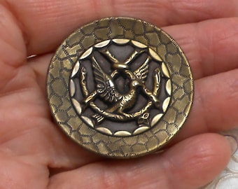 Large Brass Button with Bird - 1-1/2"