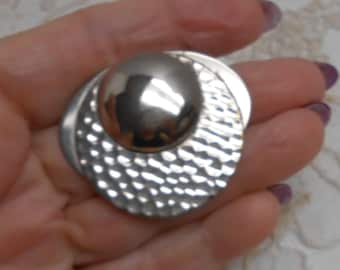 Modernistic Silver-Tone Dress Clip with Rhinestone