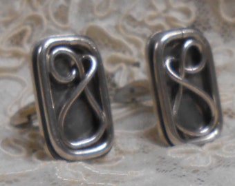 Silver Modernistic Rectagular Cufflinks