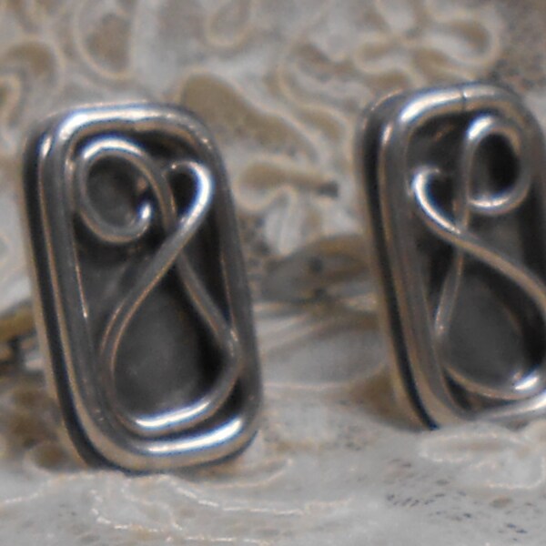 Silver Modernistic Rectagular Cufflinks