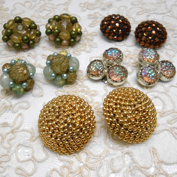 Five (5) Vintage Clip-On Earrings - Use, Recycle, Repurpose