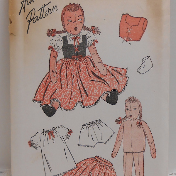 Vintage 1940's era ADVANCE Pattern #4039 - 25" Doll & Clothes - UNCUT and UNPRINTED