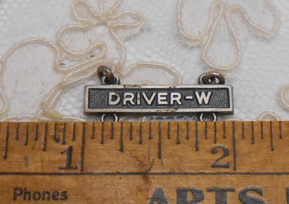 WWII US Army Sterling Silver "Driver-W" Hanging T… - image 3