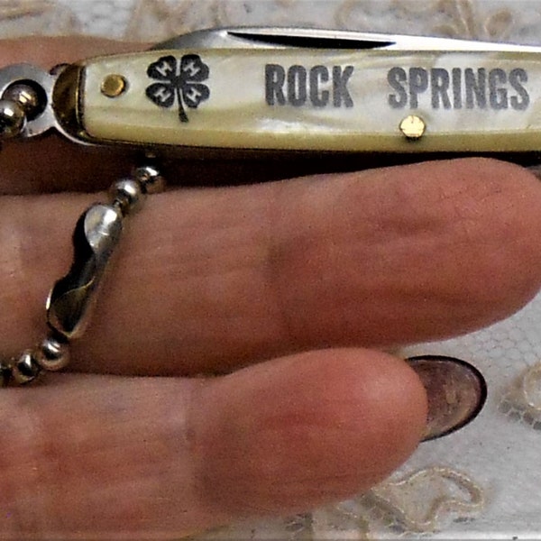 Vintage Colonial Celluloid Advertising Pocketknife Marked "ROCK SPRINGS RANCH"