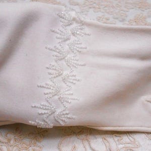 Vintage Mid Century Mid-Length White Gloves with Beading - One Size