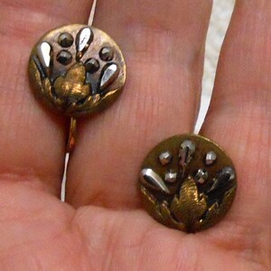 Small Victorian Button Earrings with Steels, Screw Back - One-of-a-kind Earrings