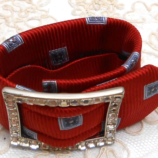 Vintage Necktie Buckle Bracelet - Recycled, Upcycled, OOAK,