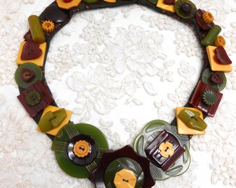 Collier Fantaisie Perles Rondes En Bakélite Ou Bois - Noir - Occasion