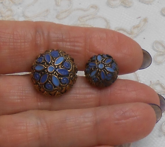 Pair of Gold Metal Buttons With Paint a37b Etsy