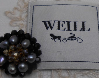 Designer WEILL Glass Beads and Faux Pearls - 1"  (#9)