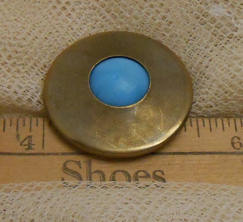 1-38 Gay 90/'sJewel Button with Turquoise Blue Center B-55