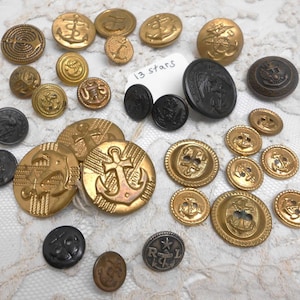 Lot of 30 Antique and Vintage Navy Military Buttons - Anchor Eagle