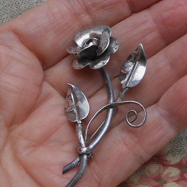 Vintage Sterling Silber Blumen-Brosche