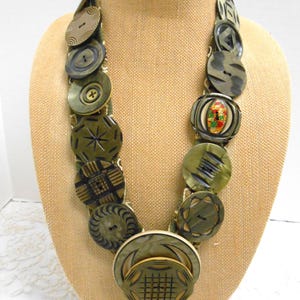 Vintage Celluloid Wafer Buttons Necklace No. 92 - OOAK, Unique, Recycled - The Art of Buttons!
