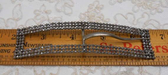 Long Antique Faux Cut Steels Belt Buckle - Wear, … - image 3
