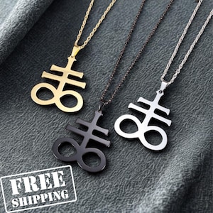 Leviathan Cross Necklace – Satanic Cross Pendant, Gothic Cross Jewelry, Occult Necklace, Goth Jewelry, Stainless Steel Leviathan