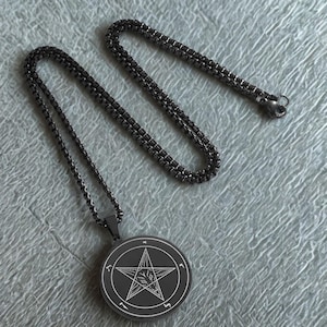 Sigil of Baphomet Pendant (Bessy) – Satanic Seal Necklace 666 Cloisonné Pin Goat of Mendes Occult Left Hand Path Jewelry (Stainless Steel)