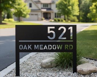 Custom House Number Garden Stake, Entrance Yard Sign, Metal Address Sign, Street Name Plaque, Modern House Address Lawn Decor