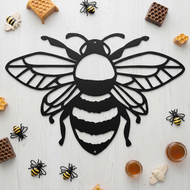 Metal Bee Sign Custom Metal Honey Bee Sign, Decor for Porch Garden or Bee Hive, Bee ...