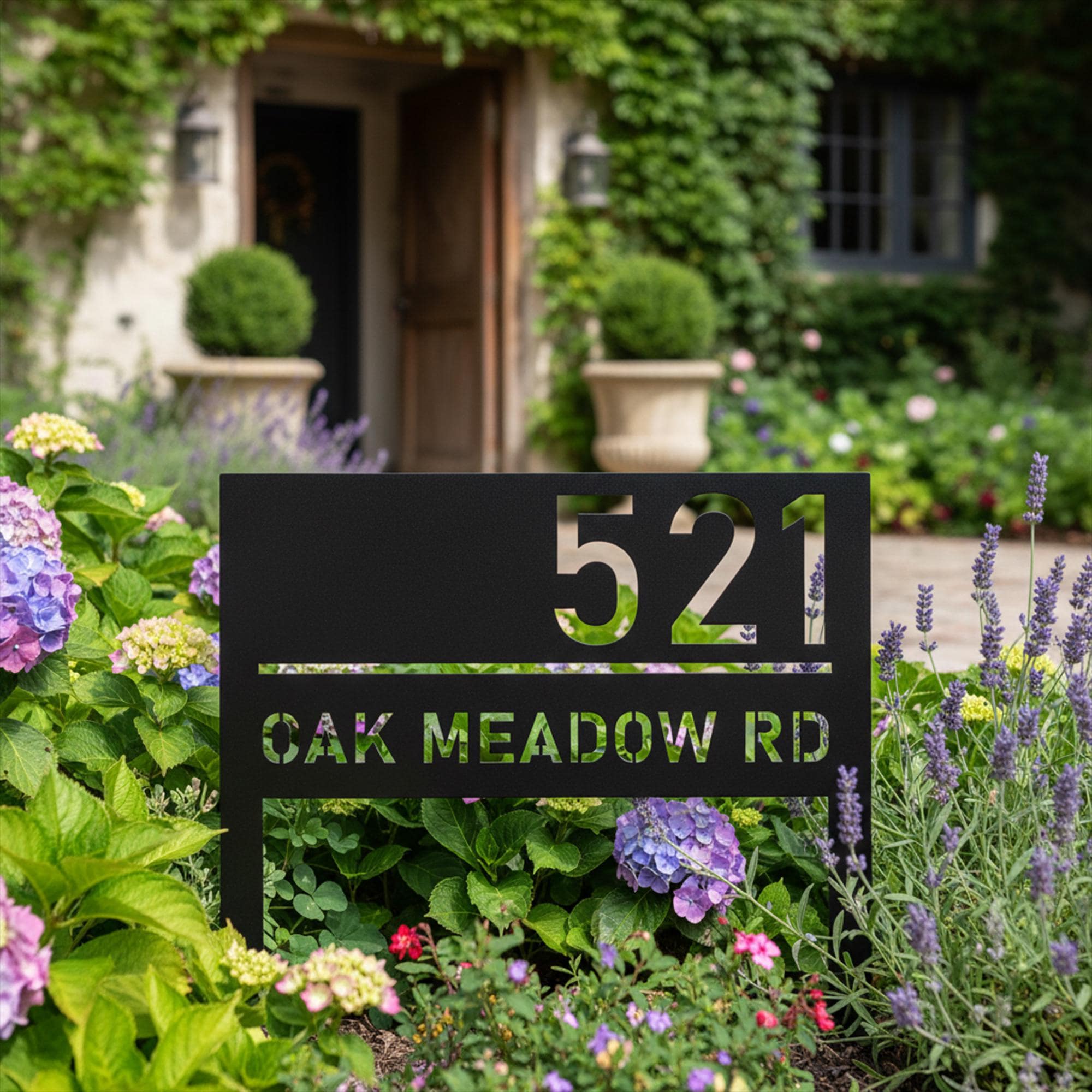 Custom House Number Garden Stake, Entrance Yard Sign, Metal Address ...