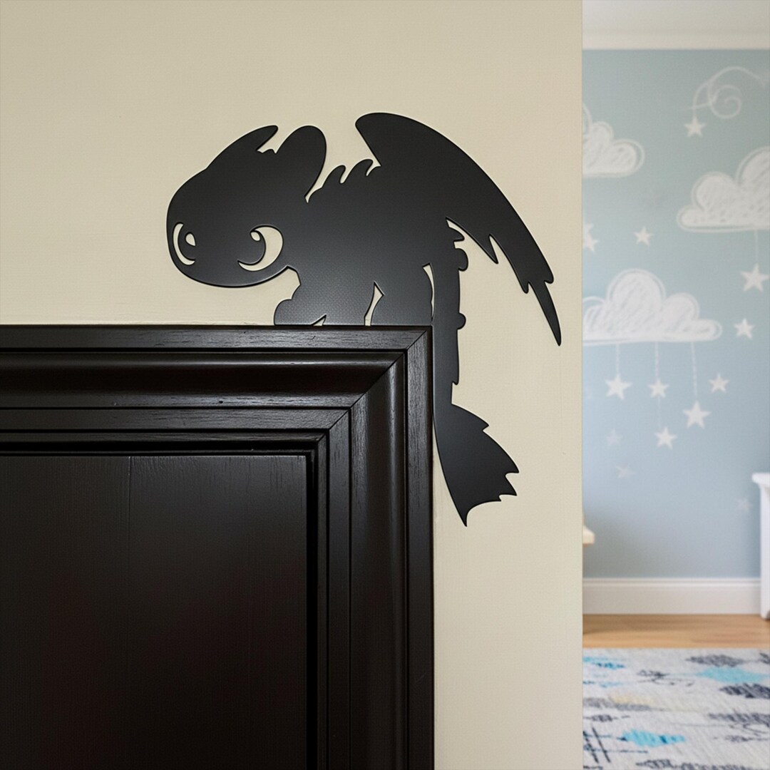 Toothless Dragon Metal Door Topper, Fantasy Silhouette Decor, How to ...