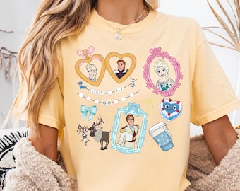 Disney Frozen Shirt Elsa Princess Shirt Comfort Colors Coquette Disney Girls Frozen Elsa Tee Retro Disney Vacation Matching Trip Disneyland