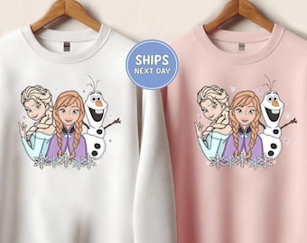 Disney Princess Elsa and Friends Sweatshirt Disney Frozen Princess Kids Disney Minnie Shirt Disneyland Toddler Shirt Coquette Princess Elsa