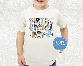 Camiseta de cumpleaños para niño, camiseta azul para perro, camiseta familiar a juego, camiseta azul, regalo de cumpleaños para niños, camiseta de fiesta de cumpleaños, regalo azul para él