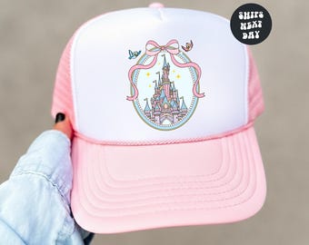 Disney Princess Castle Hat Pastel Pink And Blue Magic Kingdom Hat Magic Kingdom Trucker Hat Princess Coquette Hat Disney World Girls Trip