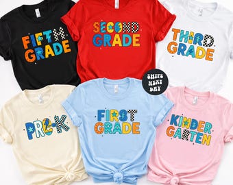 First Day of School Shirt Back To School Pre-K Tee Kindergarten Shirt First Second Grade All Grades Checkered School Comfort Colors® Shirt