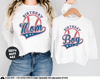 Custom Birthday Boy Shirt Matching Family Birthday Shirt Baseball Birthday Sweatshirt Personalized Birthday Boy Shirt Boys Baseball Fan Gift