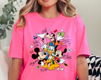 Vintage Mickey and Friends Signatures Shirt Disney Comfort Colors® Shirt Retro Mickey Shirt Disney Trip Shirt Matching Disney Family Shirts