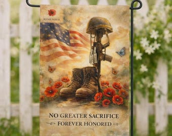 Memorial Day Garden Flag, Fallen Soldier Tribute Yard Decor, Military Remembrance Gift