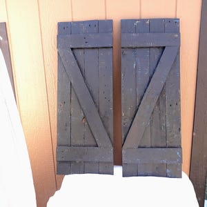 Rustic Revival: Handcrafted Reclaimed Pallet Wood Shutters – Set of 2 Timeless Farmhouse Accents