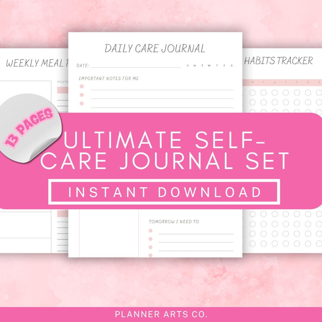 Self Care Planner Bundle | Printable Mental Wellness Journal for ADHD ...
