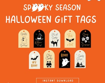 Spooky Halloween Gift Tags: Trick or Treat Favor Tags (PDF)