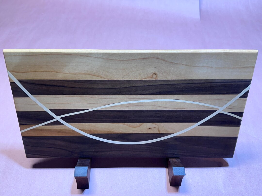 Artisan Wooden Woven Charcuterie Board Striped Design - Etsy