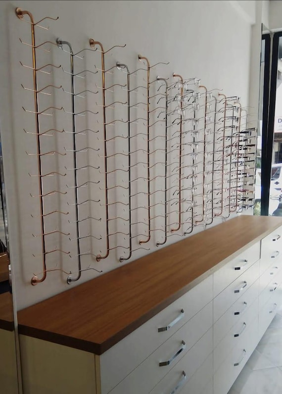 10-Area Wall Mounted Metal Eyeglass Holder: Sunglasses Organizer