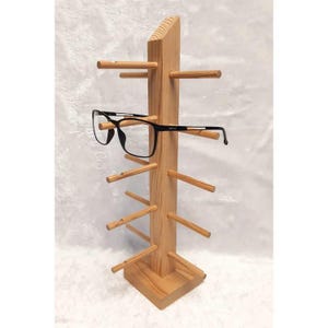 Handmade Wooden Eyeglass Stand: Desk Organizer & Sunglasses Display