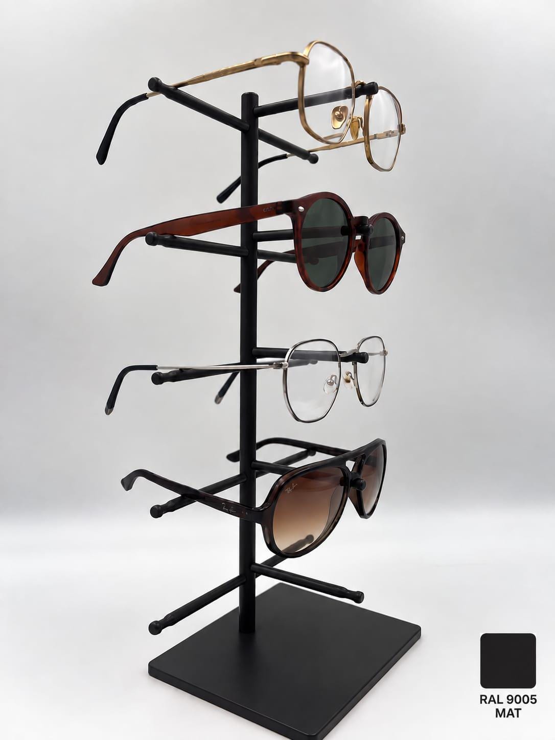Metal 5-Area Eyeglasses Stand Organizer Desktop Glasses Holder Sunglasses Display Rack Modern Handmade Eyewear Stand