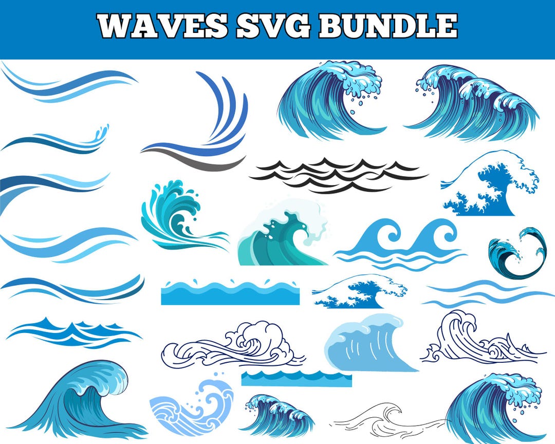Wave SVG Bundle: Ocean, Beach, and Sea Designs (digital Download) - Etsy UK