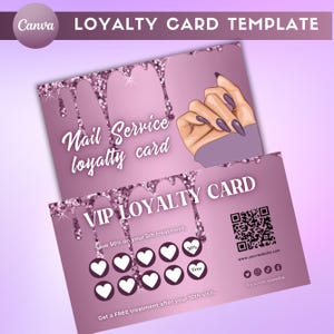 Nail Tech Loyalitätskarten, Nail Vip Loyalitätskarte, bearbeitbare Loyalitätskarten, Nail Visitenkarte, druckbare Karten, Canva Vorlage Sofortiger Download