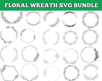 Floral Wreath SVG Bundle: Wedding Circle Frame (Digital Download)