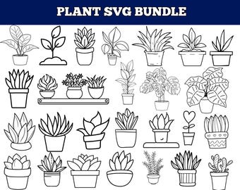 Plant Svg Bundle, Potted Plant SVG Bundle, Houseplant Svg, Plants in Pots Svg, House Plant Svg, Plant Clip Art Pack, Plant Cut File