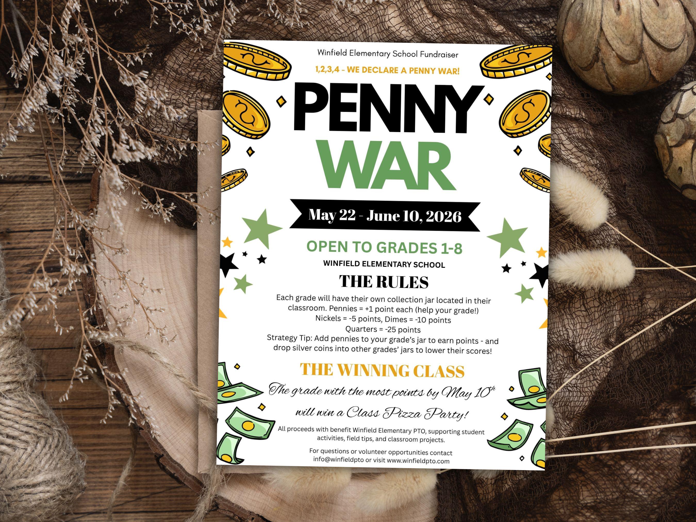Penny War Fundraiser Flyer for School Coin Drive | Canva Template ...