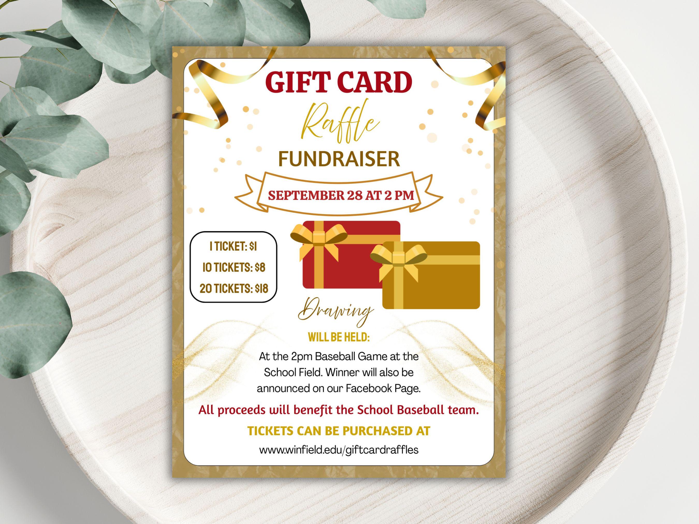 Gift Card Raffle Flyer, Sports Fundraiser Canva Template (digital ...
